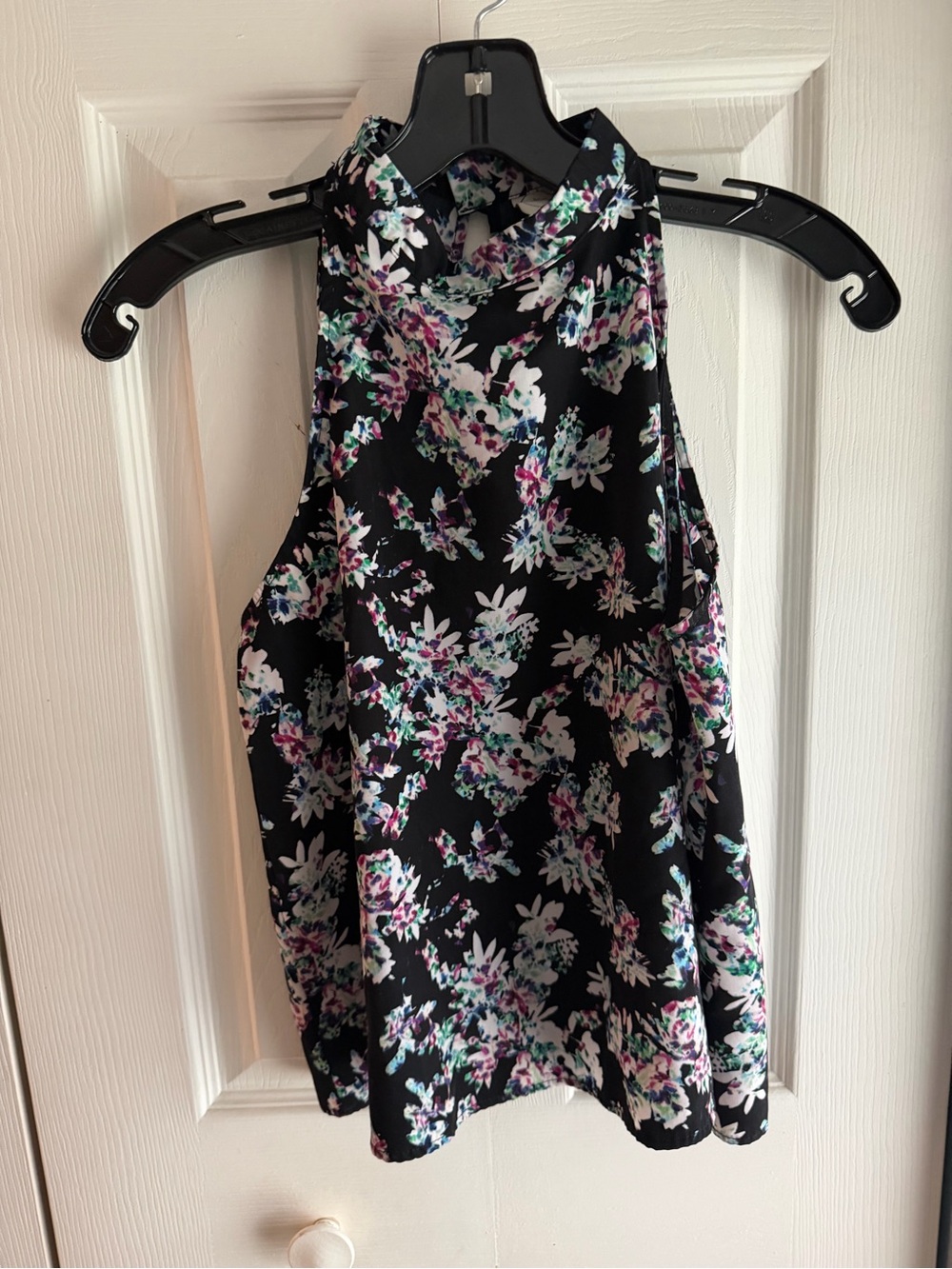 Black floral halter top